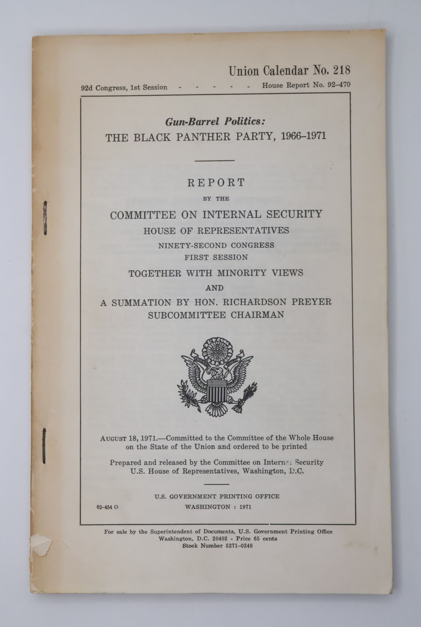 GUN-BARREL POLITICS: THE BLACK PANTHER PARTY, 1966
