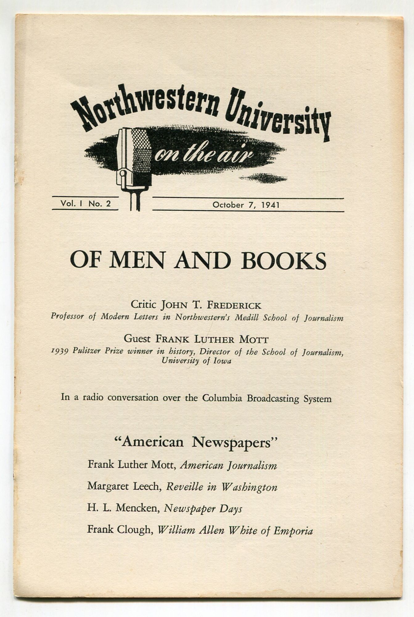 Northwestern University on the Air – Vol. 1 No. 2,