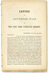 Letter of Governor Wise to the New York Tammany Society
