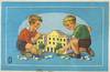 Vintage German Child's Wood Architectural Building Blocks in Wood Case with Sliding top