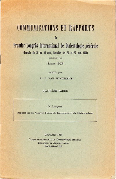 Rapport sur les Archives d’Upsal de dialectologie…