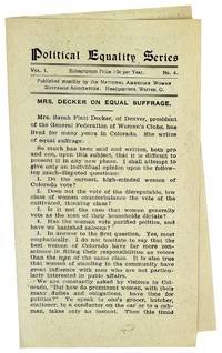 Political Equality Series Vol. I, No 4.: Mrs. Decker on Equal Suffrage