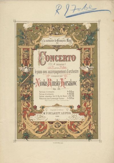 Leipzig: M. P. Belaieff , 1901. Quarto. Original publisher's printed wrappers with text to upper wit...