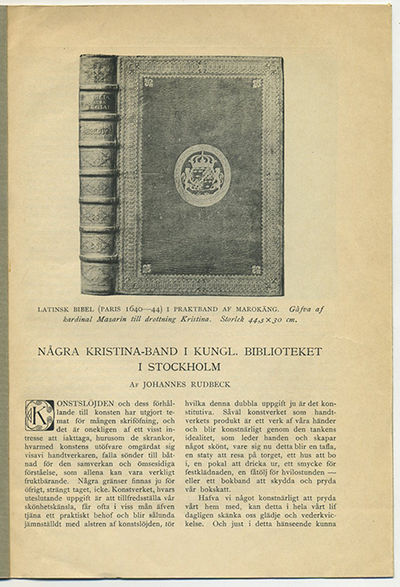 Några Kristina-band i Kungl. biblioteket i…