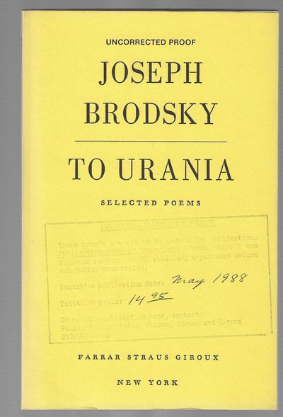To Urania: Poems (Uncorrected Advance Proofs)