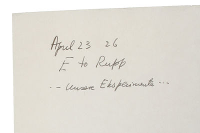 Über die Interferenzeigenschaften des durch Kanalstrahlen emittierten Lichtes [Einstein] (+) Über die Interferenzeigenschaften des Kanalstrahllichtes [Rupp]. Offprint from "Sitzungsberichte der Preussischen Akademie der Wissenschaften", XXV, 1926. - [THE GREATEST SCANDAL IN PHYSICS - AUTHOR'S PRESENTATION OFFPRINT ISSUE] (photo 2)