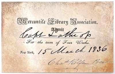 New York, New York: Mercantile Library Association, 1836. Very good. Discoloration and dust soiling ...