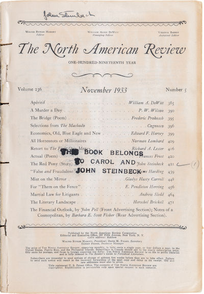 The Red Pony [and] The Great Mountains [and] The Murder; in The North American Review