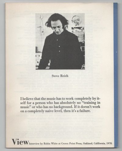 View: Vol. I No. 4 September 1978 - Steve Reich