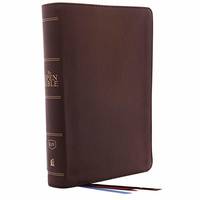 KJV, Open Bible, Genuine Leather, Brown, Red Letter, Comfort Print: Complete Reference System by Thomas Nelson