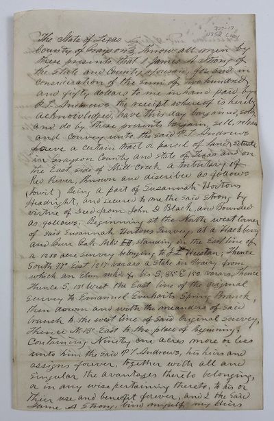 [Manuscript Land Patent in Antebellum Texas]