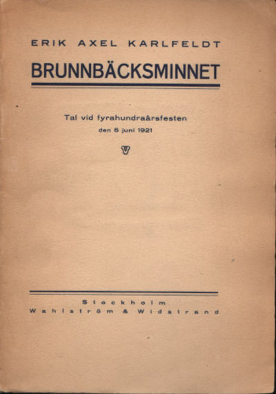 BRUNNBÄCKSMINNET. Tal vid fyrahundraårsfesten den…