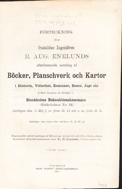 Förteckning öfver framlidne Ingenjören R. Aug.…