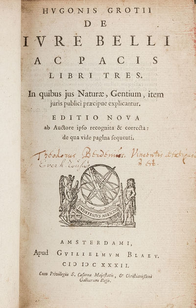 De Iure Belli ac Pacis Libri Tres... Amsterdam: Blaeu, 1632 by Grotius ...