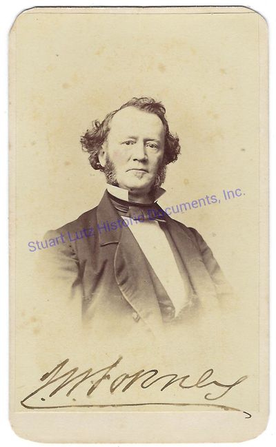A Carte De Visite Signed By John Forney, The Secretary Of The United States Senate During The Civil War