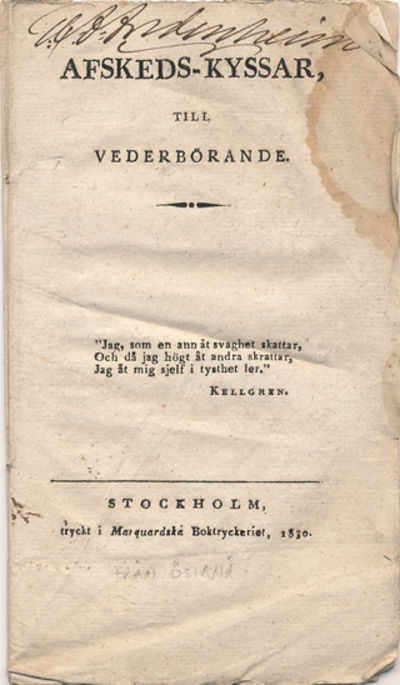 Afskeds-kyssar, till vederbörande.