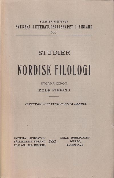 Studier i nordisk filologi. Fyrtionde och…