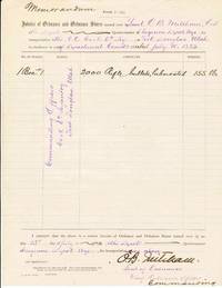 An Invoice Of The Transfer Of Ordnance From One Frontier Outpost To Another