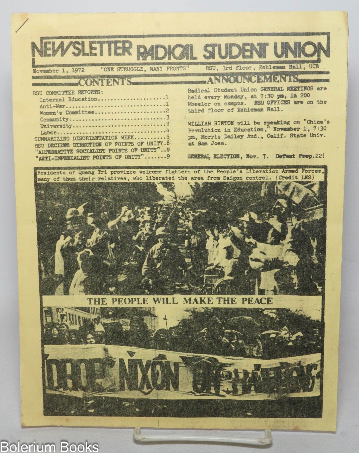 Newsletter, Radical Student Union, November 1, 197