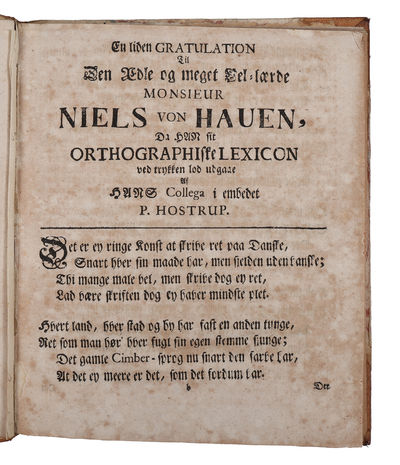 Et lidet orthographisk Lexicon Eller Ord=Bog Hvorudi korteligen handles I.) Om Skrive=rigtigheden og de feyl; som derimod begaaes II.) Om Eens=lydende ords skrive=maade og bemærkelse: item hvordan de gemeenligen ud=siges med de ord, som kommer deraf: ... (photo 3)