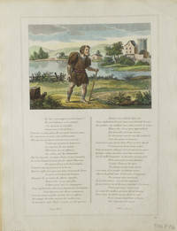 Hand-Colored Engraving above printed Text from Les Fables