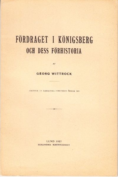 Fördraget i Königsberg och dess förhistoria.…