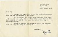 image of Typed letter signed to Roy Edwards, dated April 28, 1956, along with an inscribed calling card from 1963