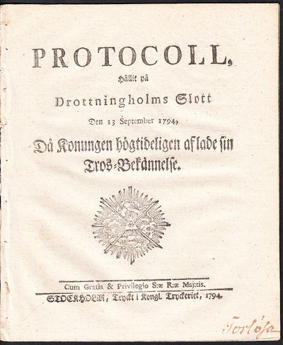 Protocoll, hållit på Drottningholms slott den 13…