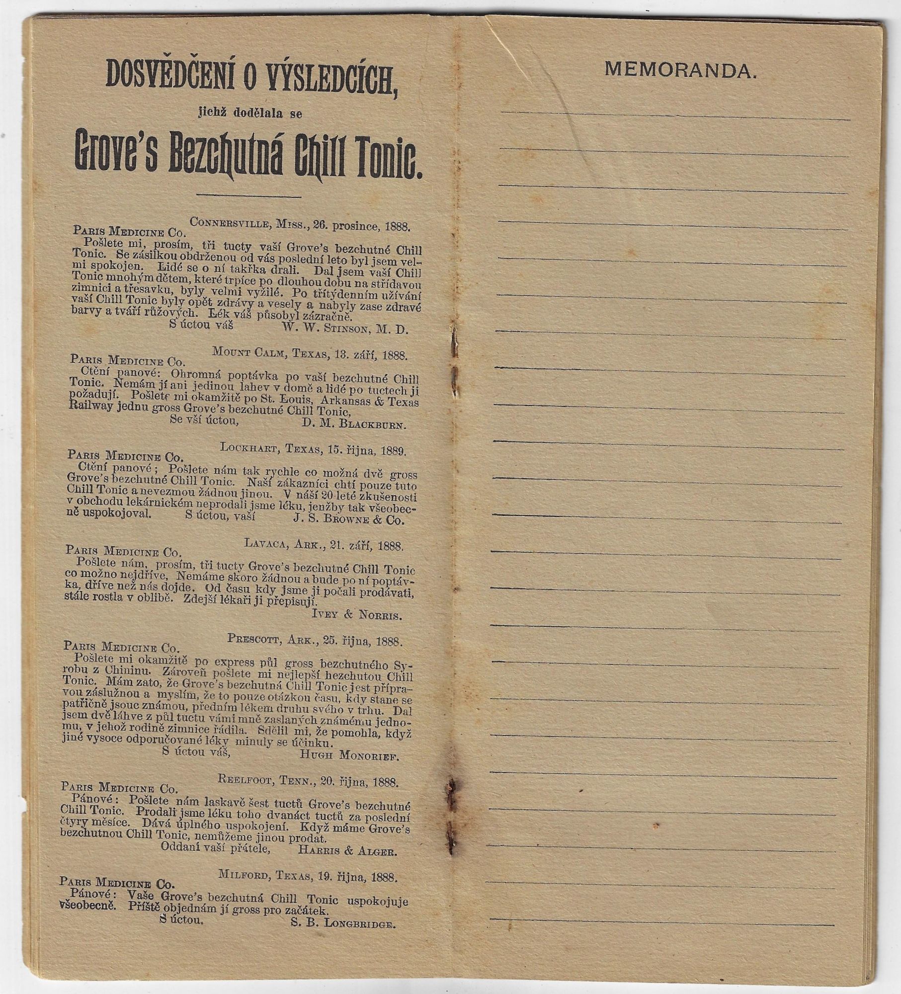 Multilingual Memo Book Advertising Products Of The Paris Medicine Company St Louis