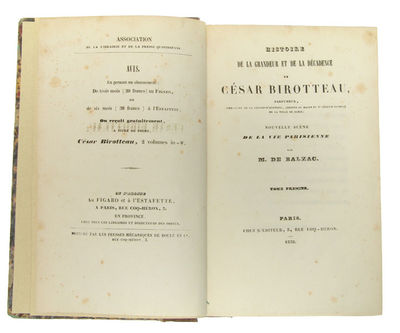 Histoire de la grandeur et de la décadence de César Birotteau. Nouvelle scène de la vie parisienne. 2 Tomes. (photo 2)
