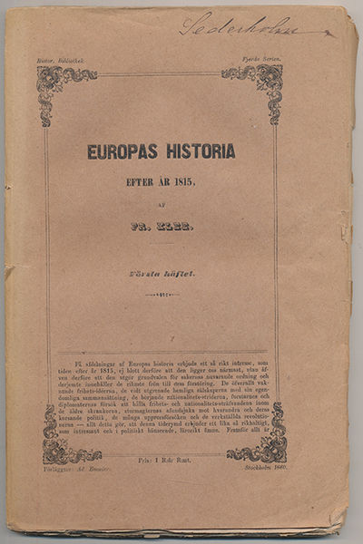 Europa från år 1815 till närvarande tid. Efter de…