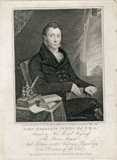Aurist to His Royal Highness The Prince Regent, and Lecturer on the Antatomy, Physiology and Diseases of the Ear. Engraved Portrait by R. Cooper after I. Shand