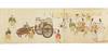 Illustrated scroll on paper, entitled on manuscript label on outside of beginning of scroll “Kamo Aoi no matsuri” [“Aoi Matsuri Festival in Kamo Shrines”]