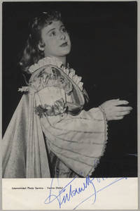 Waist-length role portrait photograph in costume in an unknown role, signed in full