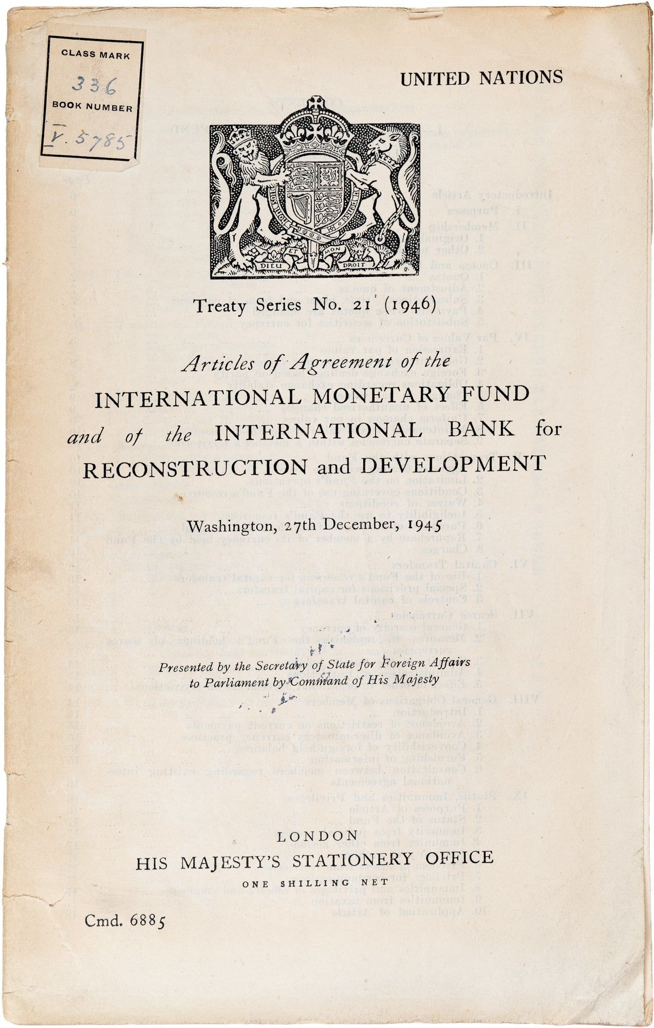Articles of Agreement of the International Monetar