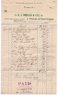 image of Original 1902 S. J. Briggs & Co, Wholesale and Retail Druggists , Providence R. I