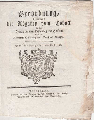 Beordnung, betreffend die Abgaben vom Toback in…
