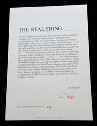 'The Real Thing’ : A Broadside From The 1982 Play ‘The Real Thing’ : The Famous Cricket Bat Speech : Numbered Limited Edition Of Only 500 Copies, Each Signed By Sir Tom Stoppard