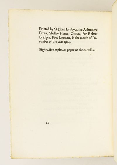 POEMS WRITTEN IN THE YEAR MCMXIII BY ROBERT BRIDGES POET LAUREATE