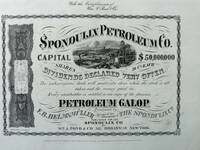 Spondulix Petroleum Co. / Capital $50,000,000 / Shares 50 cts Each. / Dividends Declared Very Often… / Every Stockholder is Entitled to One Copy of the Famous Petroleum Galop