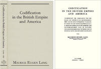 Codification in the British Empire and America by Maurice Eugen Lang - Hardcover - 2005 - from The Lawbook Exchange Ltd (SKU: 42699)