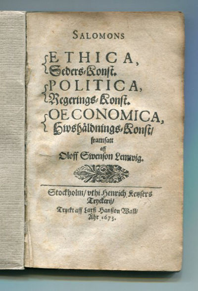Salomons ethica, seders-konst. Politica,…