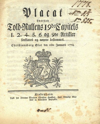 Placat / hvorved / Told-Rullens 19de Capitels /…