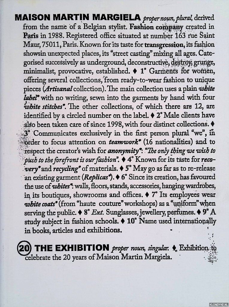Maison Martin Margiela. 20 The Exhibition by Debo, Kaat & Bob