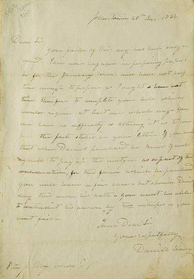 Two Autograph letters signed "Daniel Cady