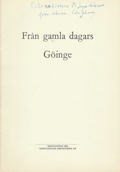 Från gamla dagars Göinge. Vad de gamla…