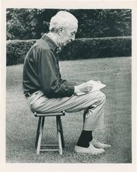 Original photograph of Norman Rockwell sketching outdoors, 1974