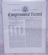 Congressional Record: proceedings and debates of the 76th Congress, Second Session: Peace and Honor for America, Speech of Hon. Arthur H. Vandenberg of Michigan in the Senate of the United States, October 4, 1939