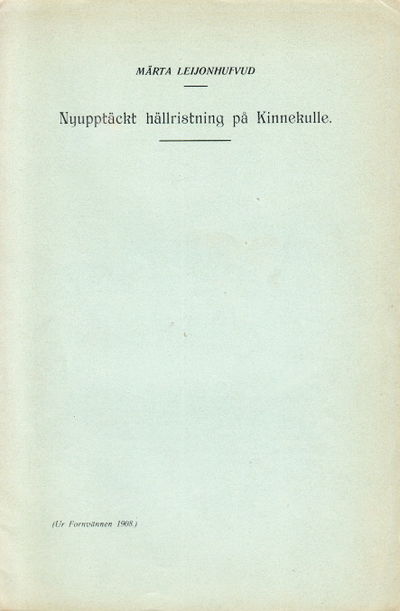 Nyupptäckt hällristning på Kinnekulle. Särtryck…
