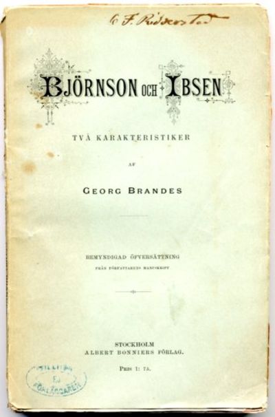Björnson och Ibsen. Två karakteristiker.…